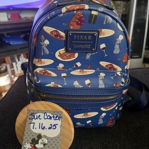 Loungefly Blue Mini Backpack with Breakfast Pattern